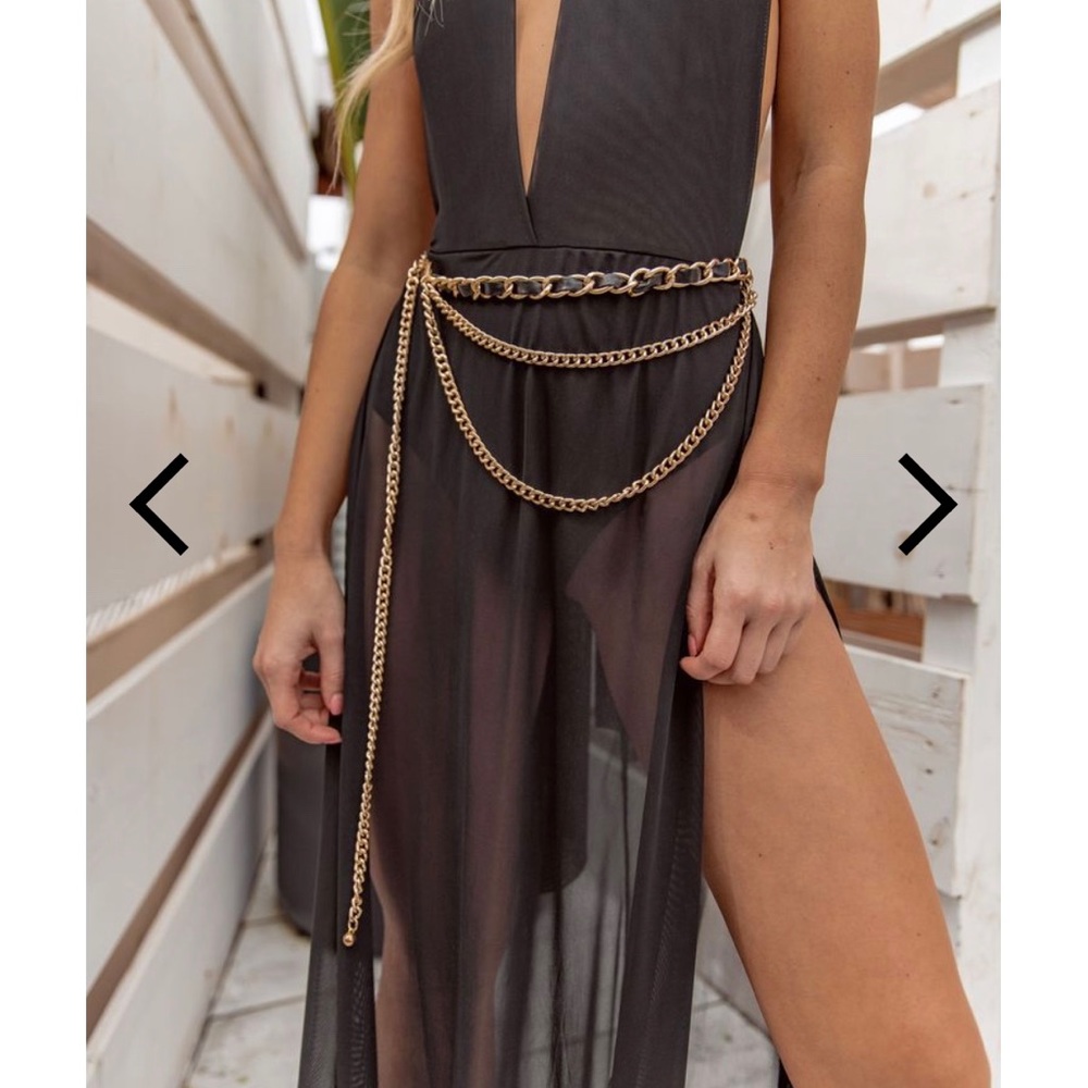 Leather chain belt